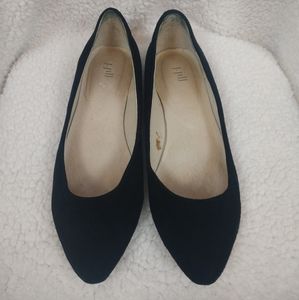J. Jill Black Pointed Toe Faux Suede Flats Size 8